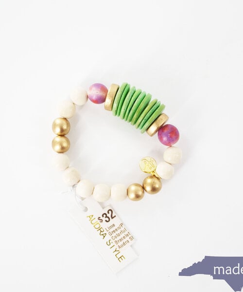 Lime Green/Pink/Red Colorful Stacking Bracelet
