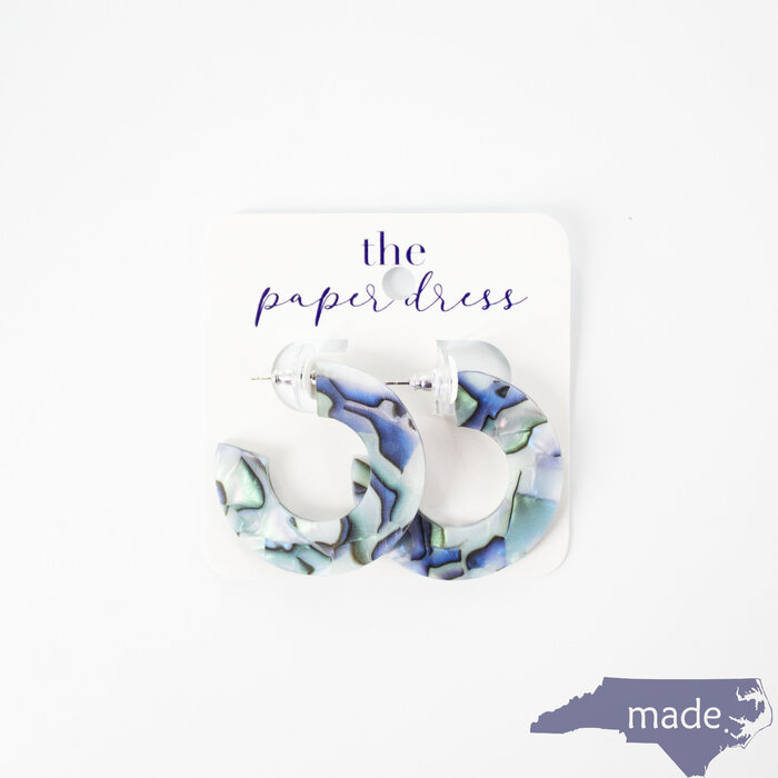 Abalone Acetate Hoop Earrings Midi - The Paper Dresss