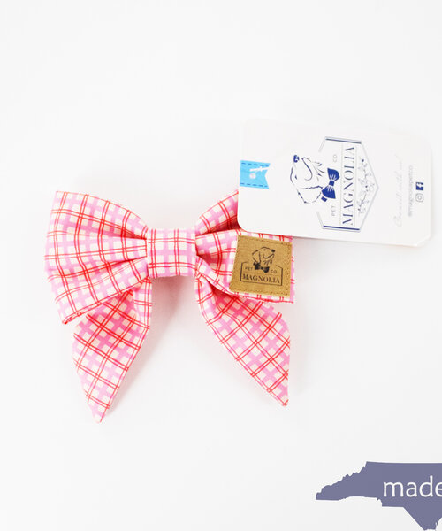 Pink Plaid Bow Small