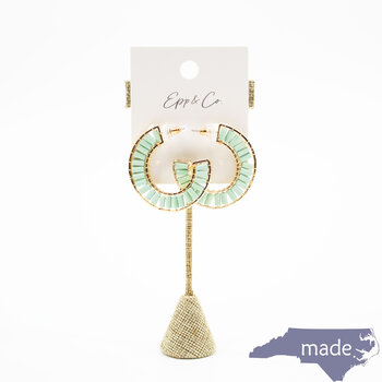 Gold & Mint Bead Hoops