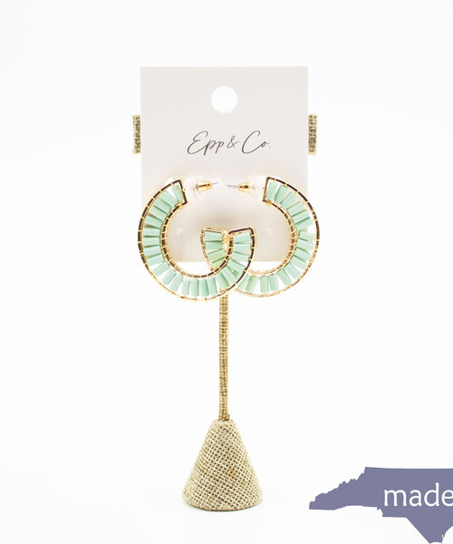 Gold & Mint Bead Hoops