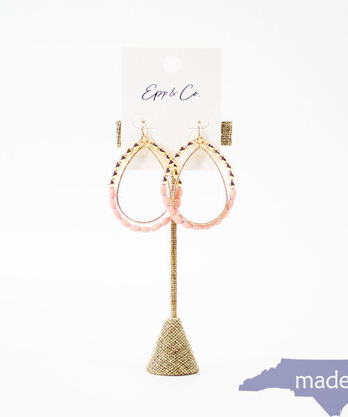 Gold & Pink Wood Teardrops