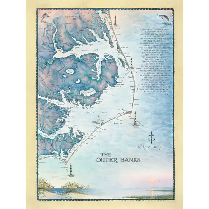 Outer Banks Waterways Map 550 Piece Puzzle - Heritage Puzzle