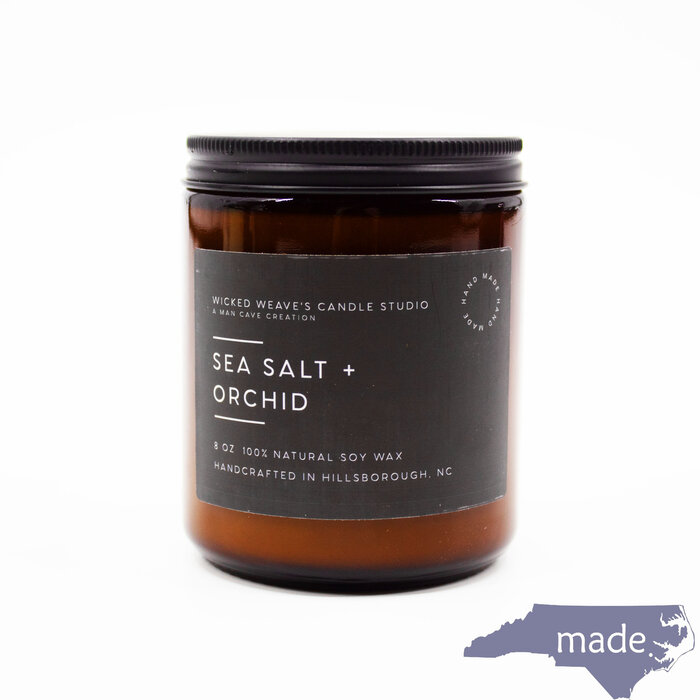 Sea Salt & Orchid Soy Wax Candle - Wicked Weave Candle Studio 8oz