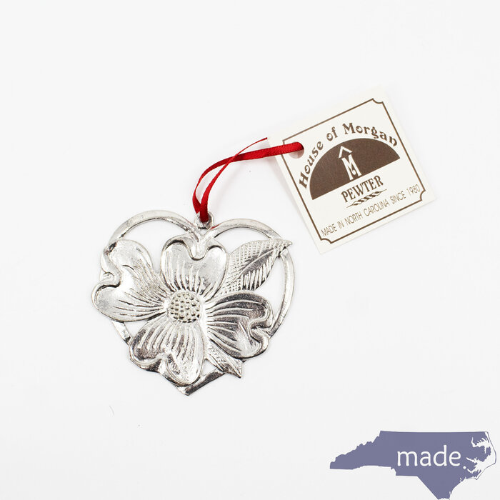 Dogwood in Heart Ornament - House of Morgan Pewter