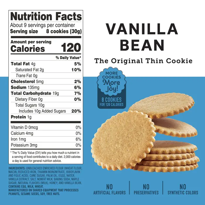 Vanilla Bean Cookie Thins 9 oz. - Dewey's Bakery