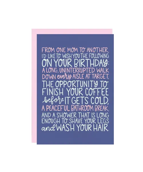 From One Mom To Another Birthday Card