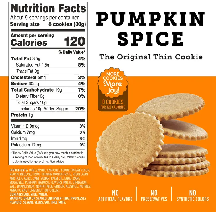 Pumpkin Spice Cookie Thins 9 oz. - Dewey's Bakery