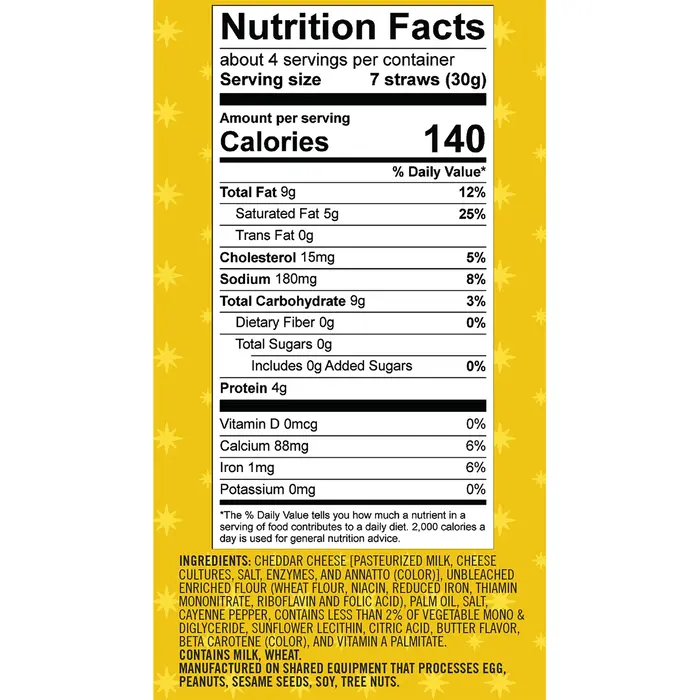 Classic Cheddar Cheese Straws 4.5 oz. - Dewey's Bakery