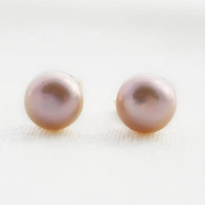 Rose Pink Pearl Studs - The Pearled Squirrel