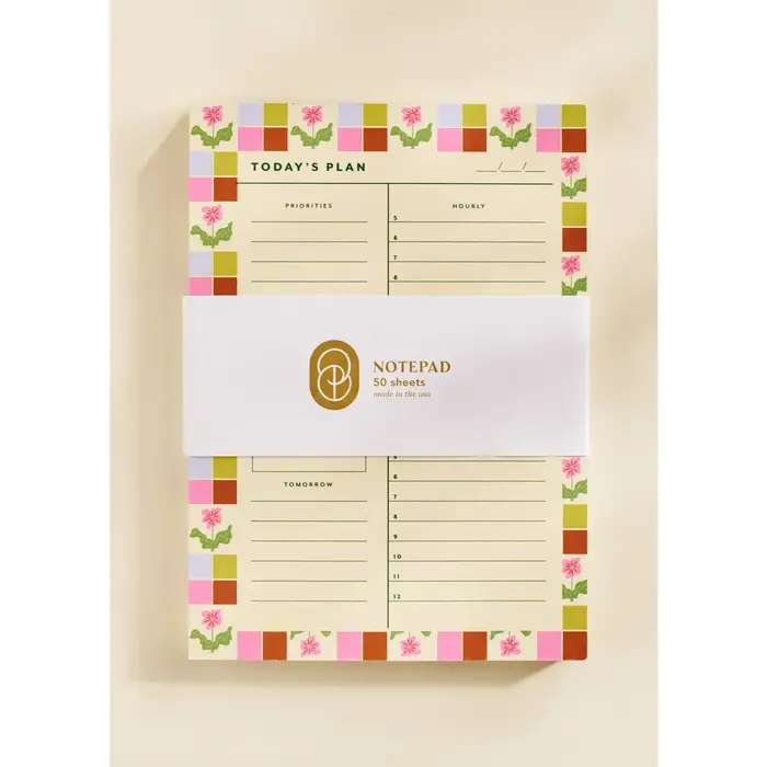 Checkered Flower Daily Planner Notepad - One & Only Paper