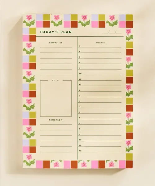 Checkered Flower Daily Planner Notepad