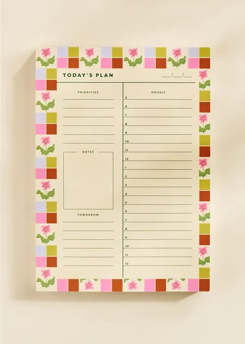 Checkered Flower Daily Planner Notepad - One & Only Paper