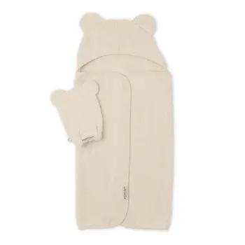 Hooded Towel + Wash Mitt Set Linen