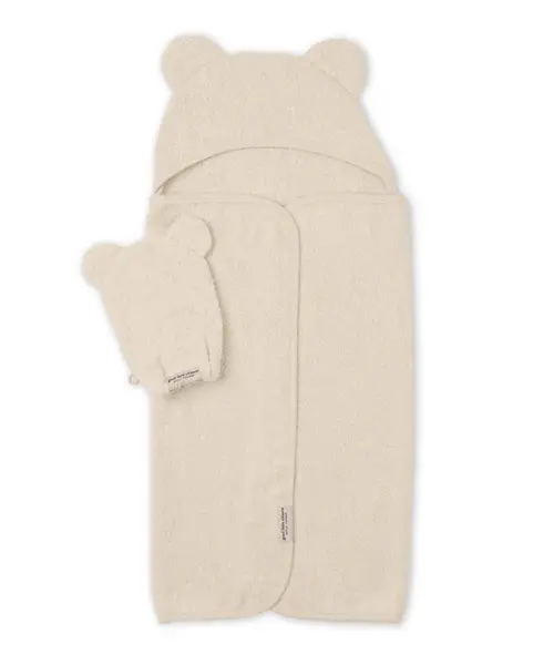 Hooded Towel + Wash Mitt Set Linen