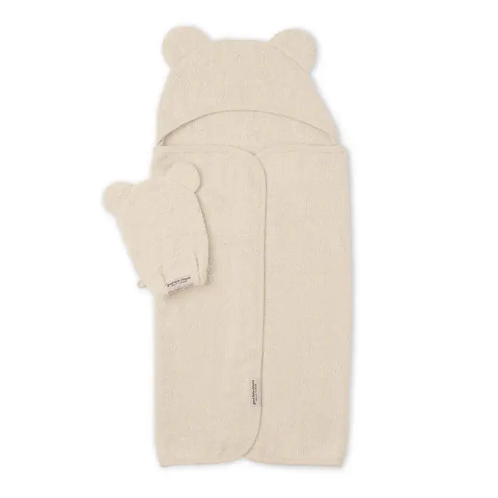 Hooded Towel + Wash Mitt Set Linen - Bella Tunno