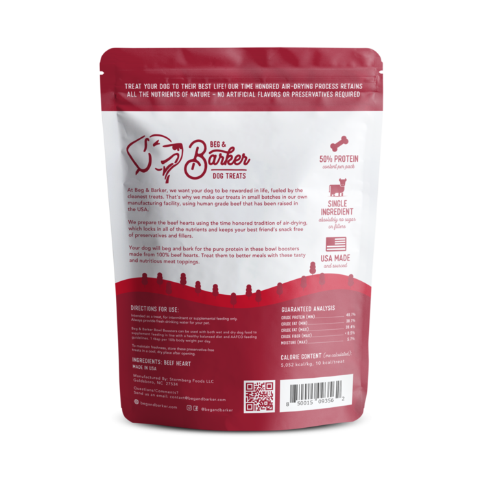 Bowl Boosters Beef Hearts - Beg & Barker Premium Dog Treats 8 oz.