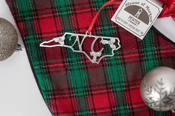 NC Holly State Outline Christmas Ornament