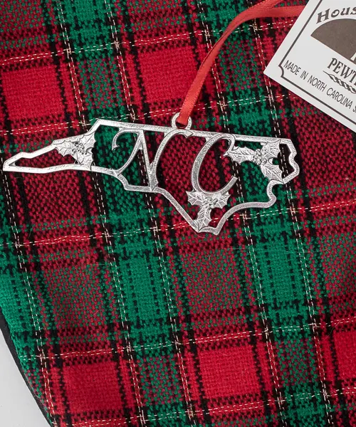 NC Holly State Outline Christmas Ornament