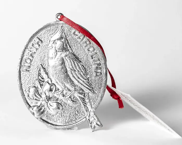 Oval North Carolina Christmas Ornament Cardinal & Dogwood- House of Morgan Pewter