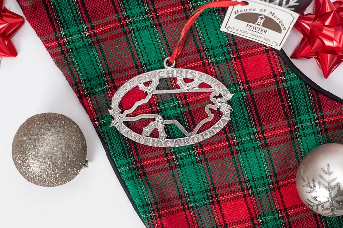 North Carolina Christmas Ornament Oval - House of Morgan Pewter