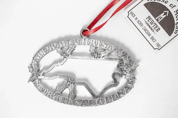North Carolina Christmas Ornament Oval - House of Morgan Pewter