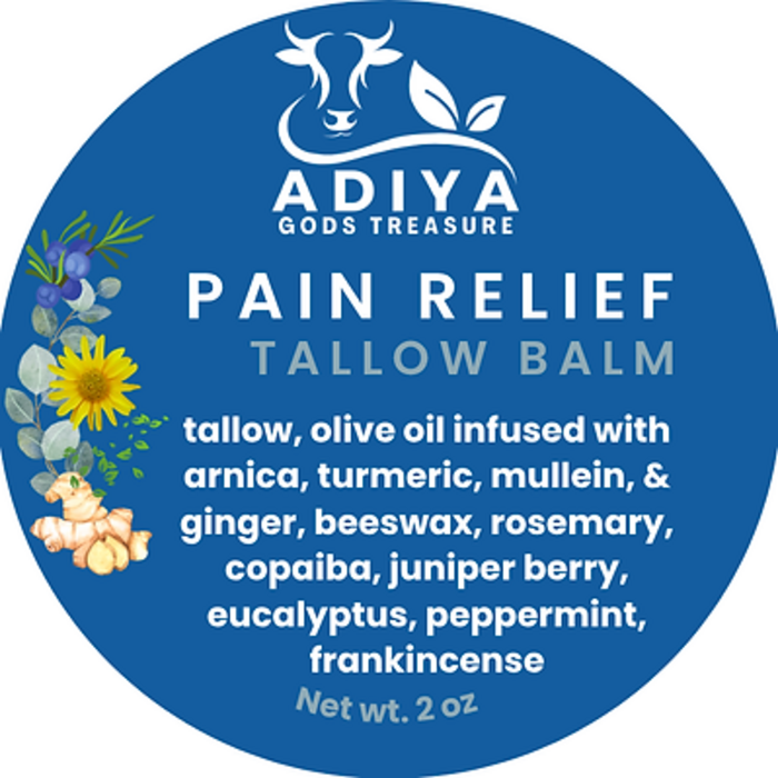 Pain Relief Tallow Balm - Adiya God's Treasure Beef Tallow & Teas
