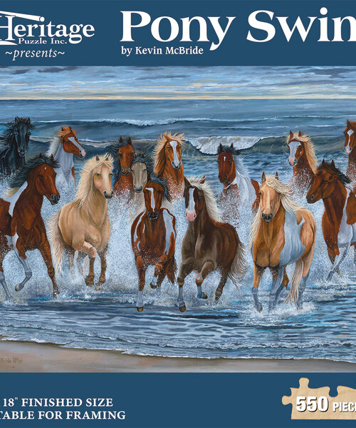 Pony Swim 550 Piece Puzzle - Heritage Puzzle