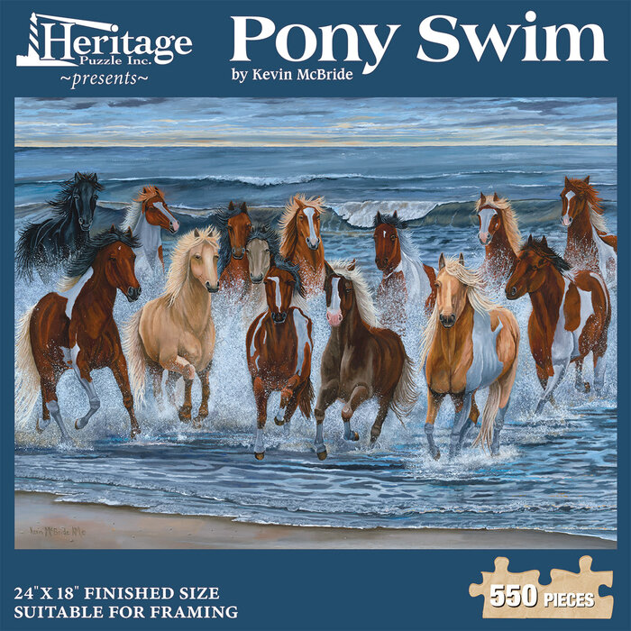 Pony Swim 550 Piece Puzzle - Heritage Puzzle