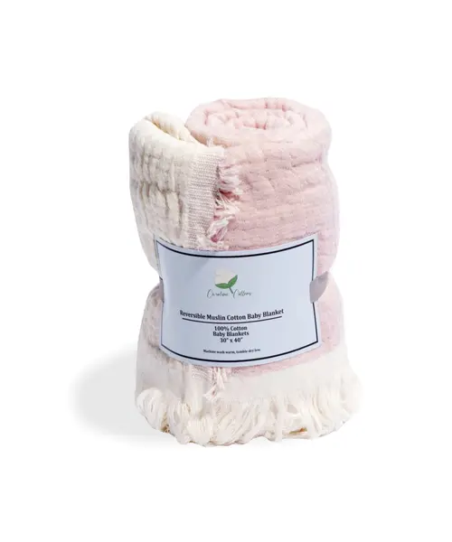 Cotton Reversible Muslin Baby Blanket Pink - Country Cotton