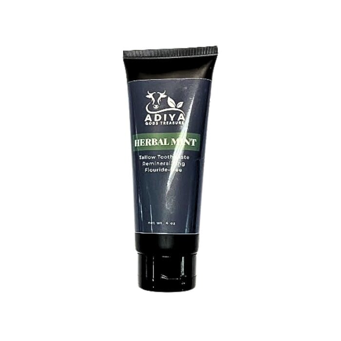 Toothpaste Tallow Floride free Oil Cleansing & Polishing - Adiya God's Treasure Beef Tallow & Teas