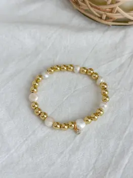 Shayla Stretch Bracelet 6mm Pearl - AnnaBanana