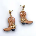 Cowgirl Boot Earrings Copper Shimmer - AnnaBanana