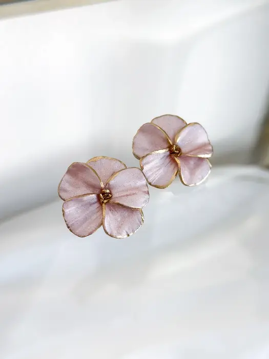 Poppy Statement Studs Rose Glitter - AnnaBanana