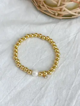 Taylor Stretch Bracelet 6-8mm Gold - AnnaBanana