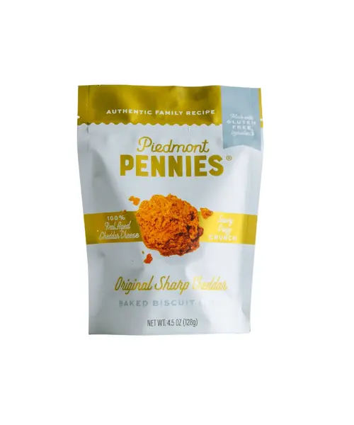 Baked Cheddar Biscuit Bites 4.5 oz Gluten Free - Piedmont Pennies Original Sharp Cheddar