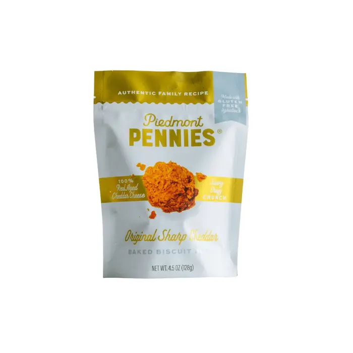 Baked Cheddar Biscuit Bites 4.5 oz Gluten Free - Piedmont Pennies Original Sharp Cheddar