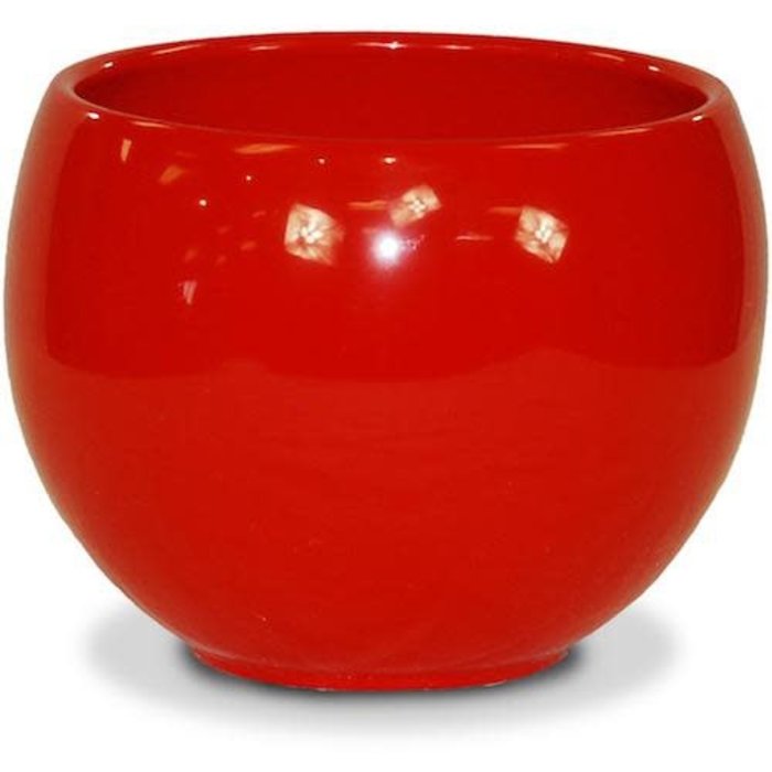 Pot Glazed Luna Sphere /Bowl 5.5" Red