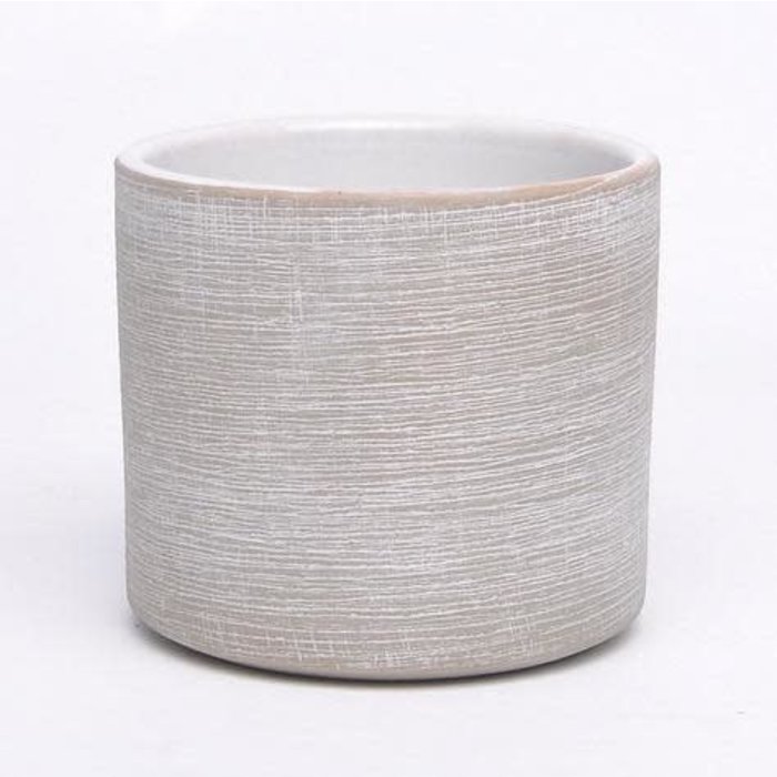 Pot Jasper Cylinder Med 5x5 Textured Taupe