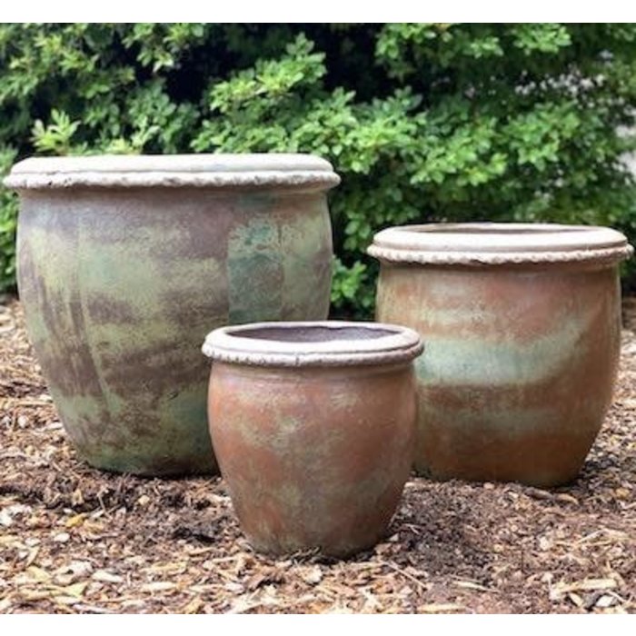 Pot Piecrust Rim Planter Sml 10x11 Rustic Green