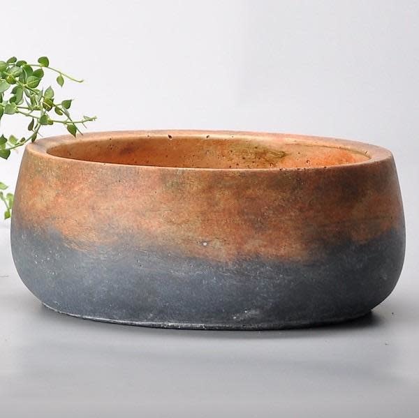Pot/Low Bowl Sienna Layered Sml 8x3 Rust/Gray