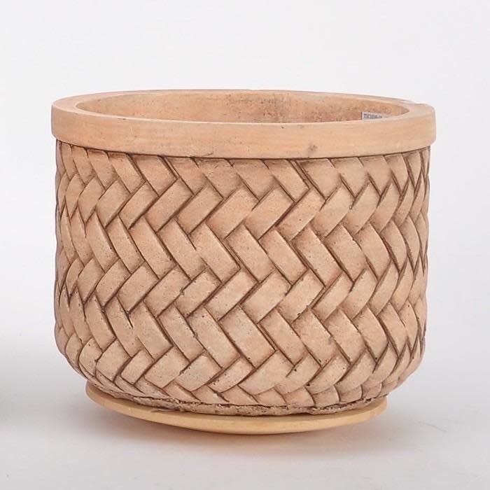 Pot Basketweave Planter Sml 7x5.5 Brown