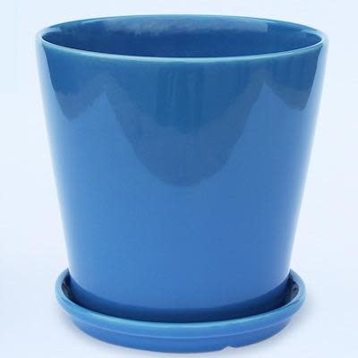 Pot Round Taper w/Saucer Sml 4x4 Blue