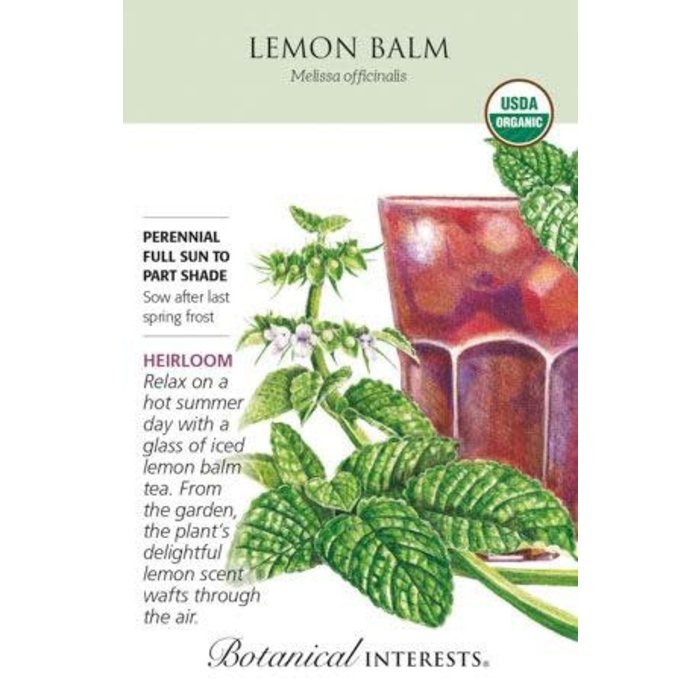 Seed Herb Lemon Balm Organic Heirloom - Melissa officinalis