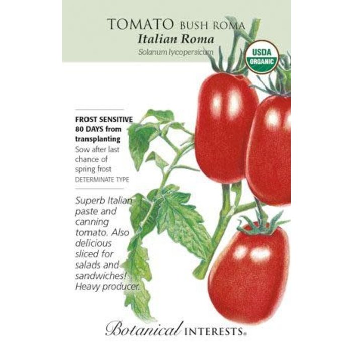 Seed Veg Tomato Bush Italian Roma Organic - Solanum lycopersicum