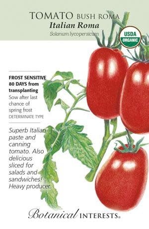 Seed Veg Tomato Bush Italian Roma Organic - Solanum lycopersicum