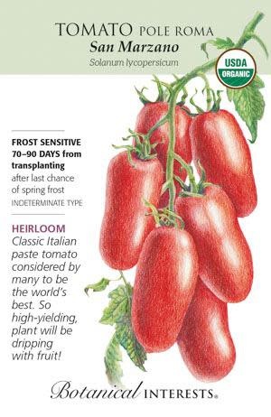 Seed Veg Tomato Pole San Marzano Organic Heirloom - Lycopersicon lycopersicum