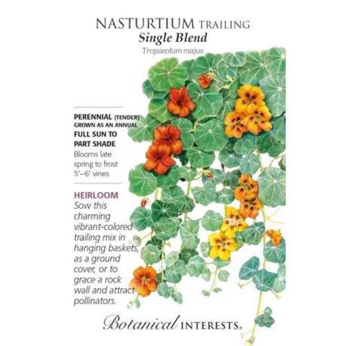 Seed Flwr Nasturtium Trailing Single Blend Heirloom - Tropaeolum majus