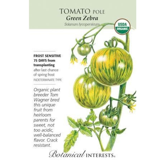Seed Veg Tomato Pole Green Zebra Organic - Solanum lycopersicum