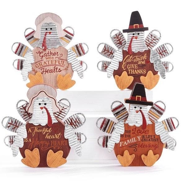 Fall Decor Turkey 7x7 Asst Wood (MDF) & Metal